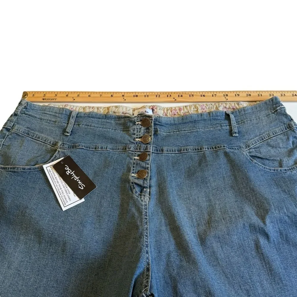 NWT Simply Be Denim Button Fly Denim Jean Shorts Plus Sz 22